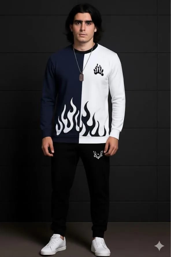 2 Pcs Men's Polyester Printed Tracksuit in Best Quality