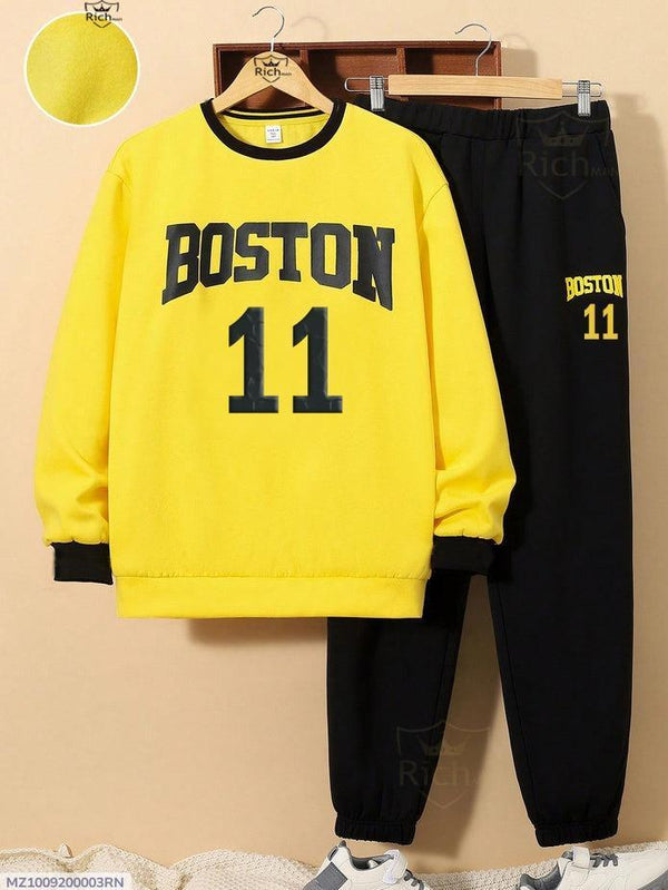 Fleece Printed Sweatshirt Track Suit