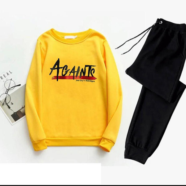 Men's Printed  Polyester Track Suit - 2 Pcs ( Sweatshirt & Trousers) in Yellow Back