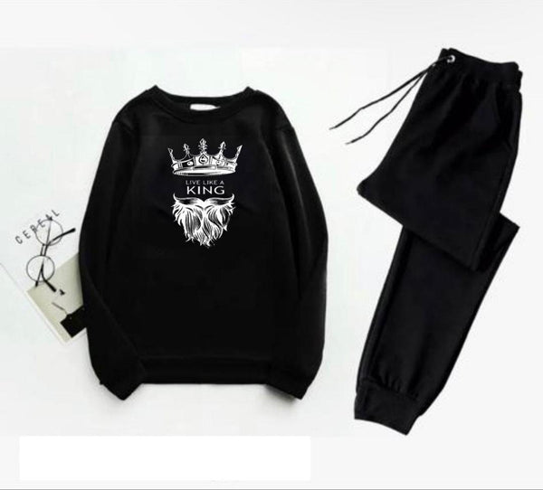 Men's Printed Polyester Track Suit - 2 Pcs ( Sweatshirt & Trousers)